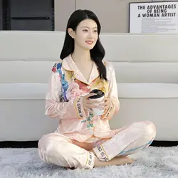 Long Sleeve  Pajamas Sets For Women Autumn Satin Sleepwear velvet Pyjamas Nightwear Set Young Girl Pijama Set femme homewear