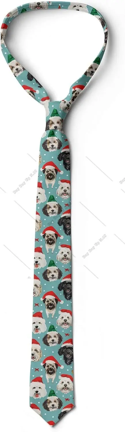 

Dogs Cute Animal Blue Ties Multicolor Modern Men's Tie Christmas Ties Mens Santa Dog Necktie Animal Lover