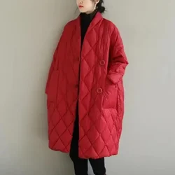 Oversized Down Cotton Midi Length Coat Solid Color All-match Soft Lightweight Stand Collar Padded Jacket New Korean Warm Outwear