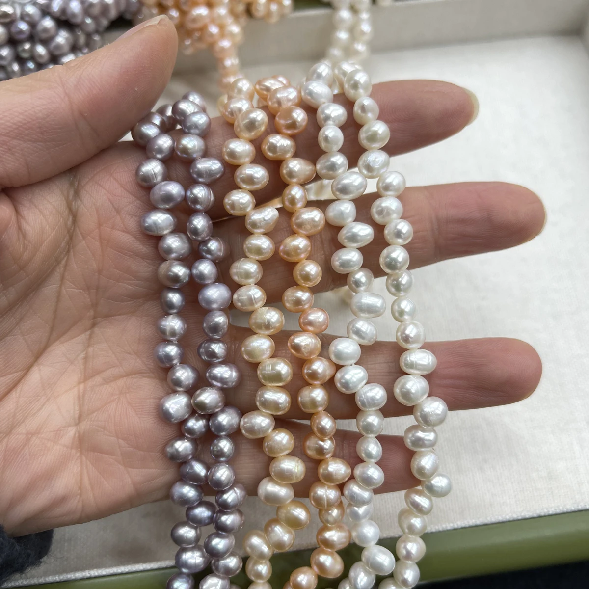 5-6mm Horizontal-hole Rice-shape Natural Freshwater Pearl Semi-finished Beads for Jewelry Making DIY Necklace Bracelet Accessory