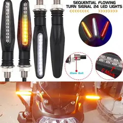 Motorcycle Turn Signals Lights Built Relay Flasher Motorcycle 24LED Flowing Water Blinker 12V 10mm Moto Indicator Turn Signal