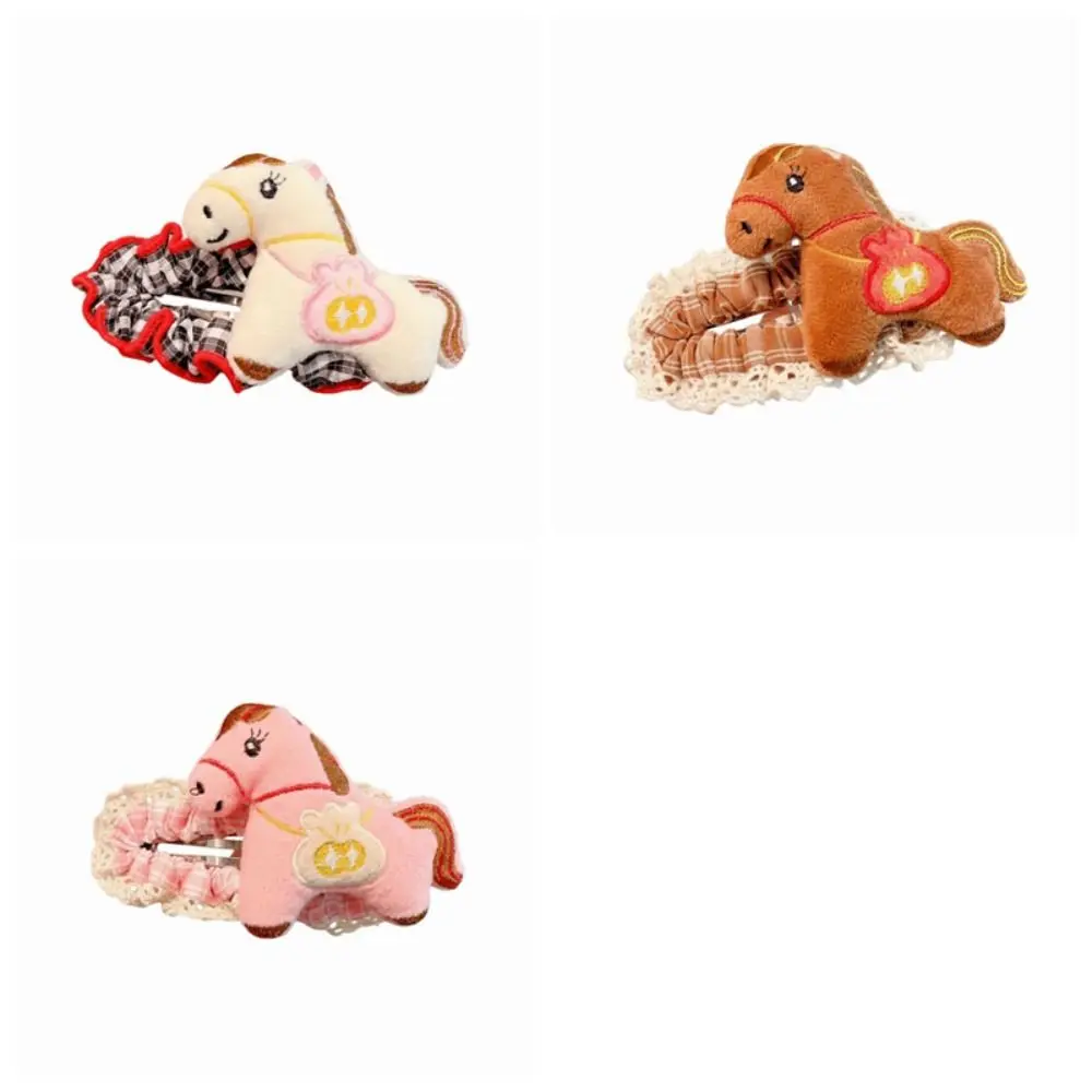 Grampos de cabelo de cavalo de pano criativo grande grade dos desenhos animados grampo de cabelo barrettes clipe de borda do zodíaco chinês 2026 ano novo