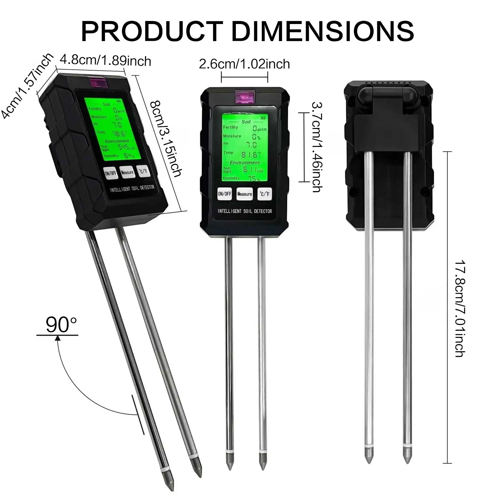 6 in 1 Soil Tester Kit Multifunctional Soil Analyzer for pH Humidity Temperature Light and Fertility Monitoring Easy to Use