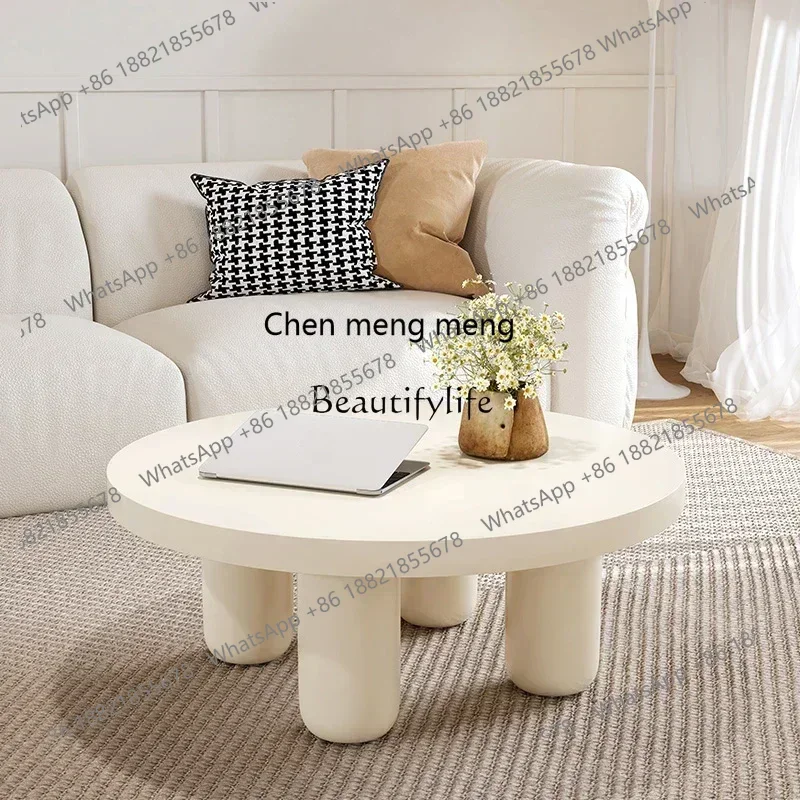 

New style Cream wind round coffee table living room household small apartment simple balcony coffee table combination ss 8617