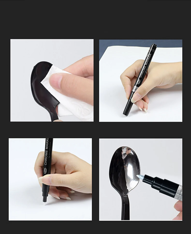0.7mm Single Dual Tip Paint Pump Pen Liquid Mirror Chrome Marker DIY Art Projects Waterproof Ink Mirror Reflective Paint Pen