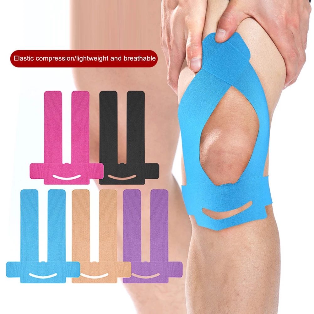 5PC Precut Kinesiology Tape for Knees Support & Stability,Knee Pain Relief Athletic Tape,Waterproof&Elastic,Hypoallergenic Latex