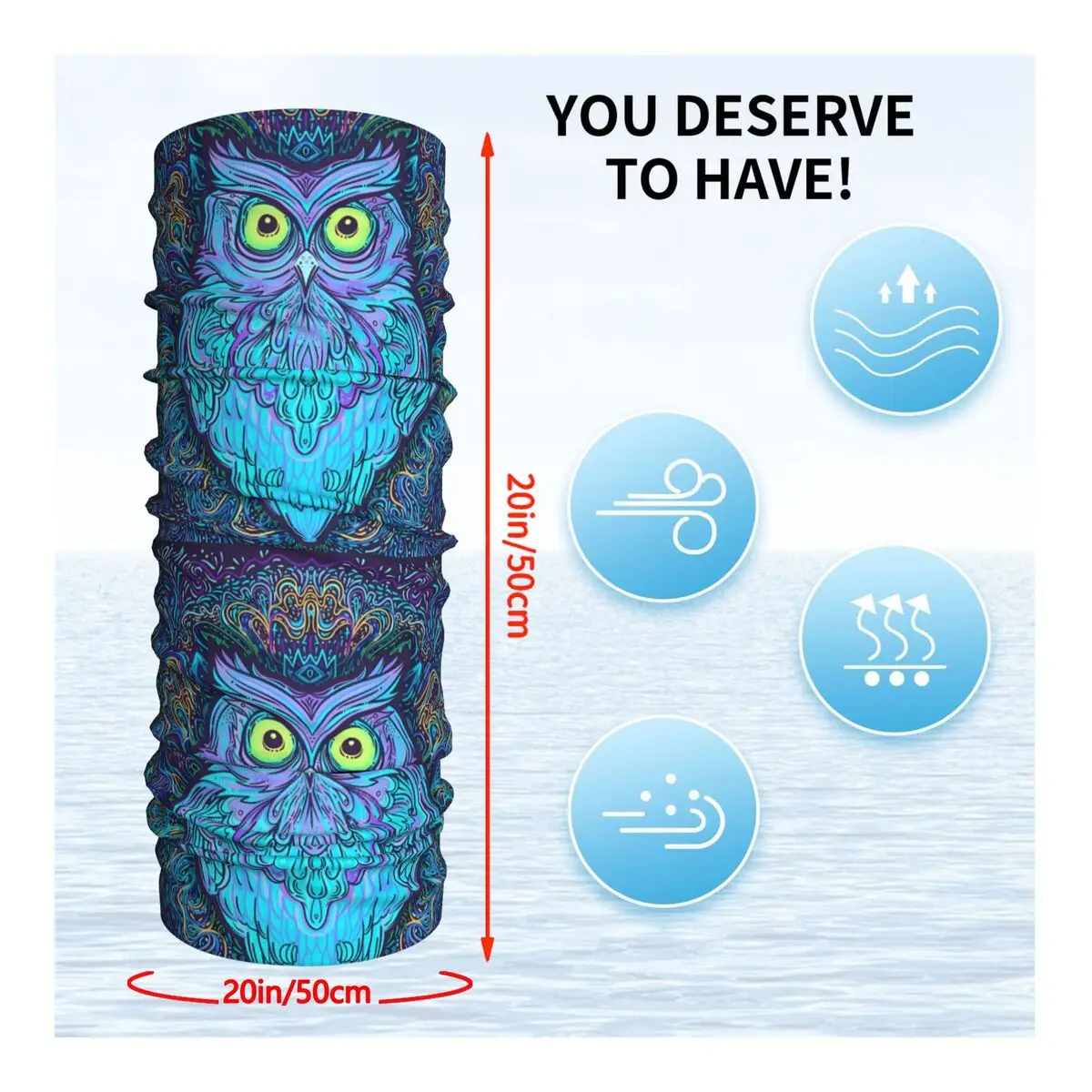 Cute Abstract Owl Thin Wrap Scarf Bandana Neck Gaiter Face Cover Headband