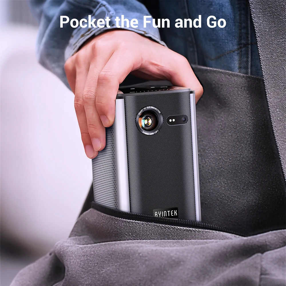 BYINTEK P70 Проектор 4K 1080P DLP Мини Портативный проектор Домашний кинотеатр Smart Wi-Fi и Bluetooth для фильмов и игр с аккумулятором