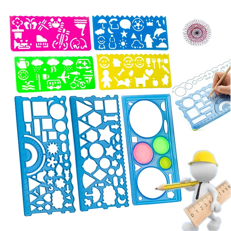 Malerei Vorlage Bord Kunststoff Multifunktionale Tracer Geometrie Lineal Student Zeichnung Hohl Ausarbeitung Werkzeug Lernen Kunst Liefert