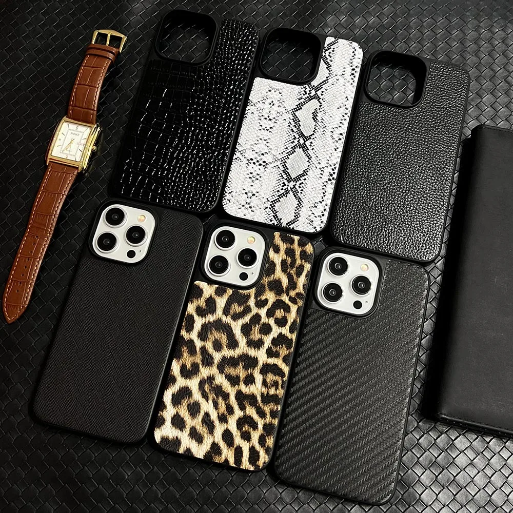 Luxury Leopard Snake Skin Crocodile Phone Case For iPhone 15 14 13 12 11 X XS Max Plus Mini XR Shockproof Back Cover