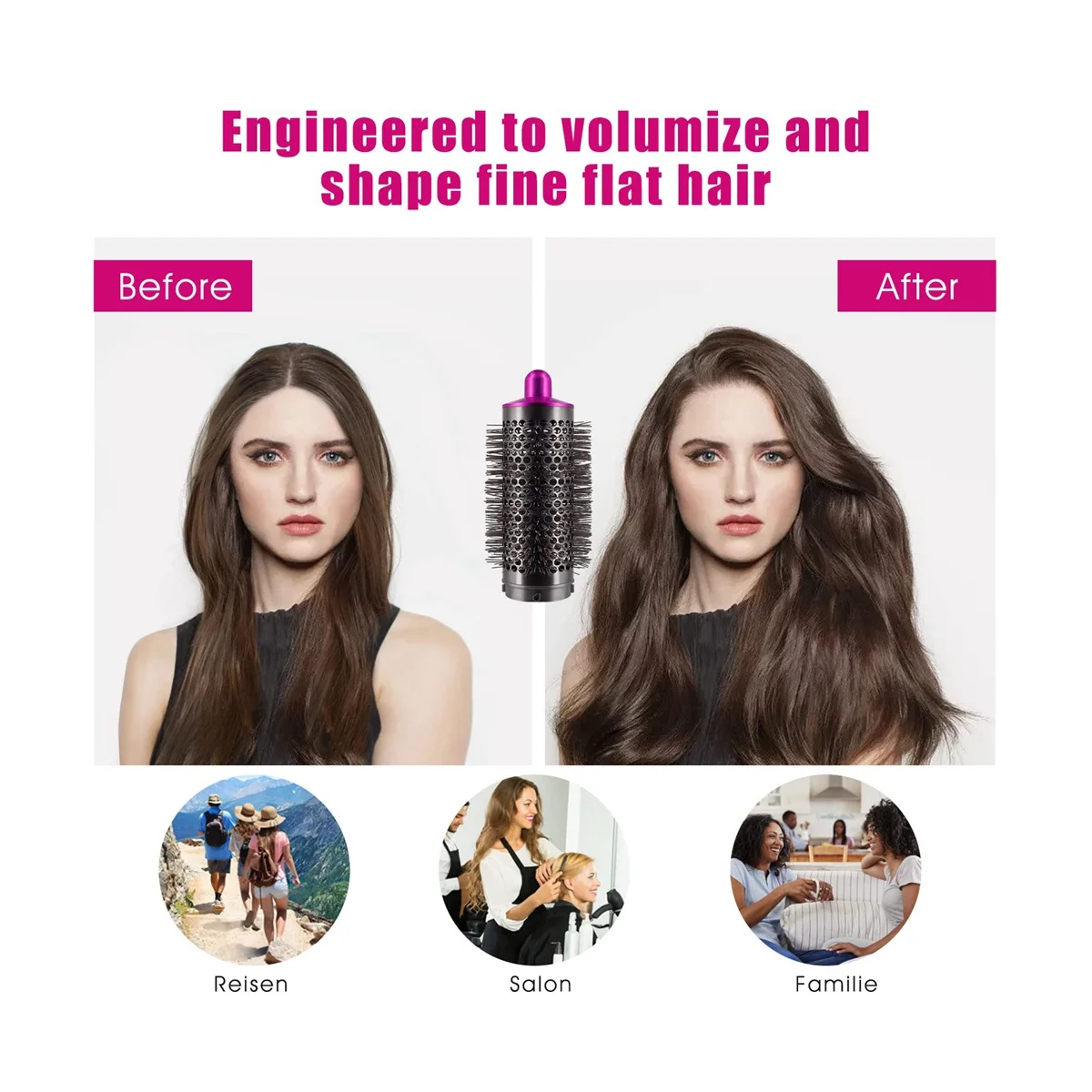 مشط ومحول أسطواني A14G لملحقات مجفف الشعر / الأسرع من الصوت، أداة تجعيد الشعر، أحمر ورمادي