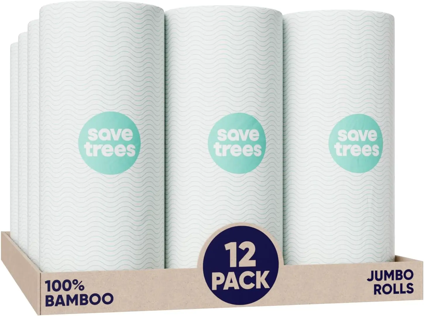 Eco-Friendly Bamboo Paper Towels 12pk - 1800 Sheets, Ultra Absorbent & Durable, FSC-Certified Vegan Kitchen Rolls
