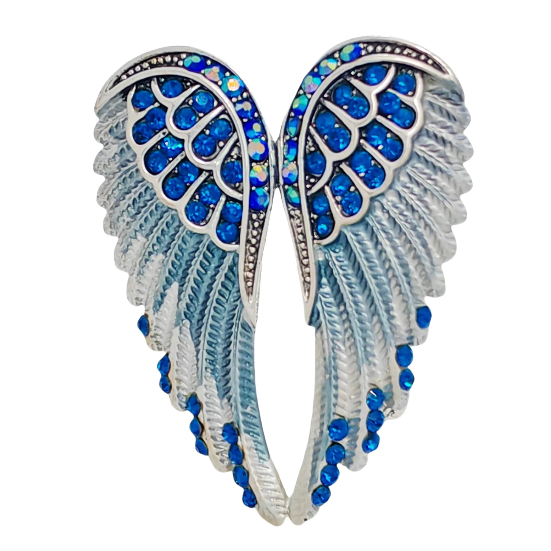 

Gothic Vintage AB Crystal Accent Enameled Metallic Blue Angle Wing Brooches Pins Art Nouveau Women Coat Gift Wrap Wing Jewelry