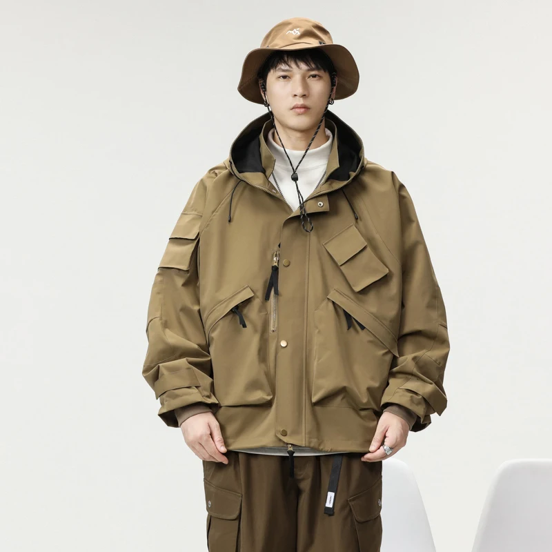 

American High Street Workwear Jaet Men's Trendy Outdoor Functional Windproof Sports Hooded Stand Collar Coat Autumn Season