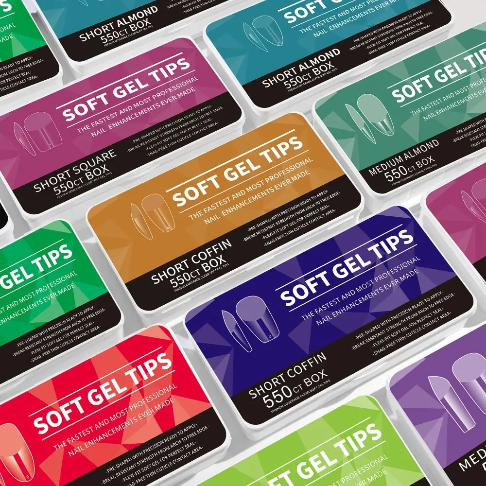 550Pcs /BOX Medium Length Press on Nails Full Cover Quick Building False Nails Semi Frosted Nail Salon Art For Short Square Nail