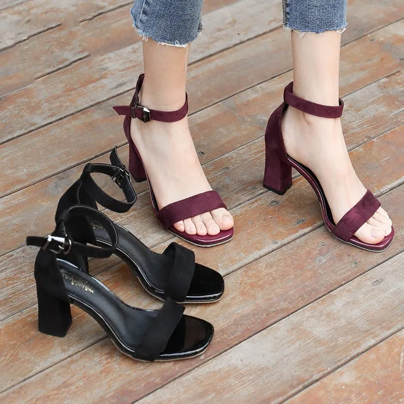 Women 2023 Summer Fashion Sandals Medium High Heel Block Heel Sandals Outdoor Fashion Sandals Women Heels Plus Size 34-40