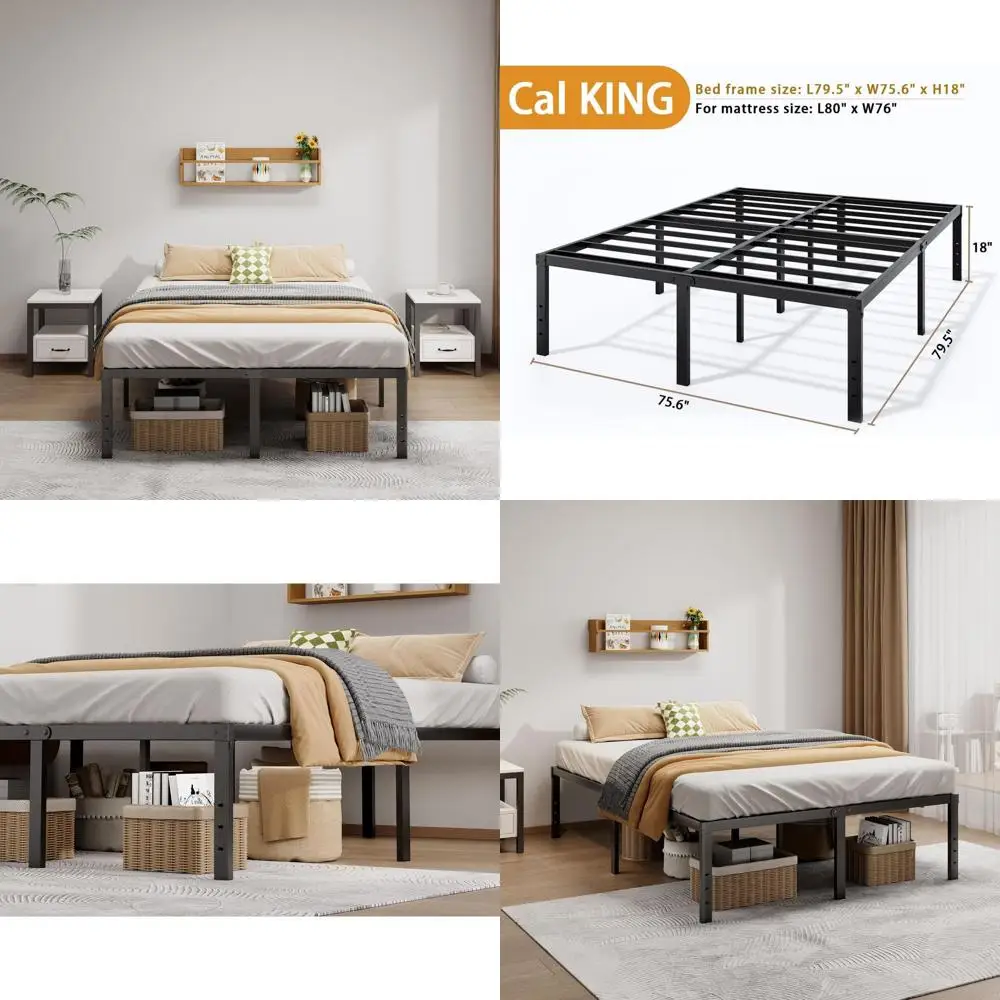 

Кровать-платформа Cal King 18 дюймов (45,7 см) - не требует пружинного блока, простая сборка, бесшумная, прочная опора, место для хранения под кроватью