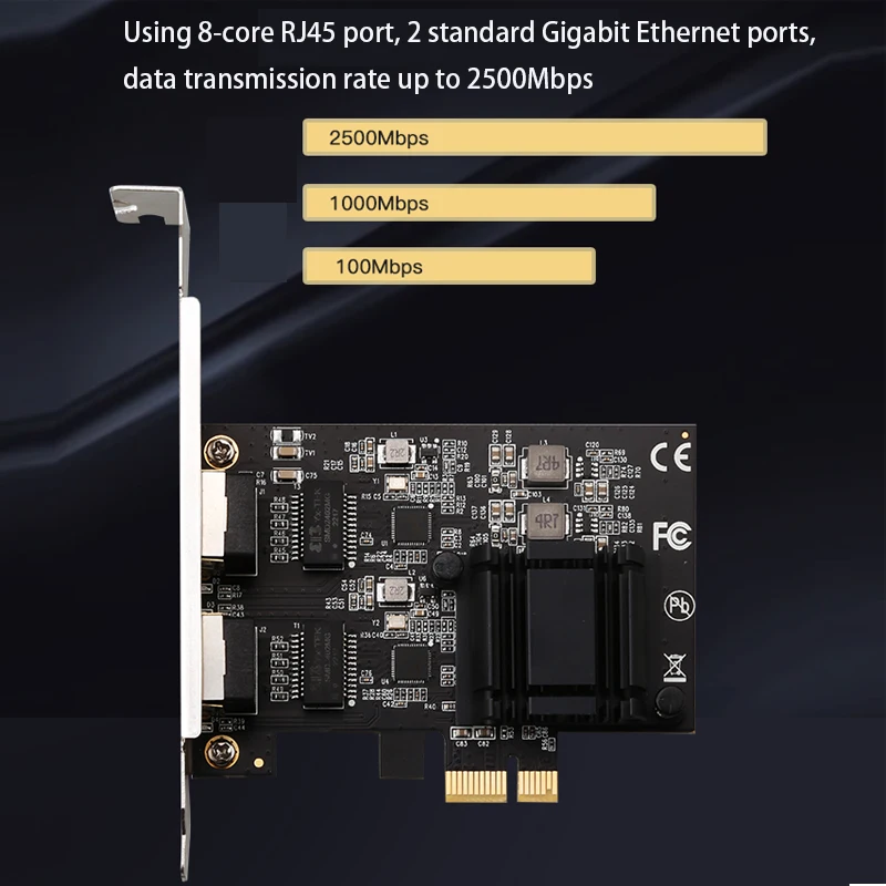 LANカード PCIE - イーサネットゲーム PCIEカード 10/100/1000mbps ギガビットネットワークカード RJ-45 LANアダプター ファストイーサネット 2500Mbps PC用