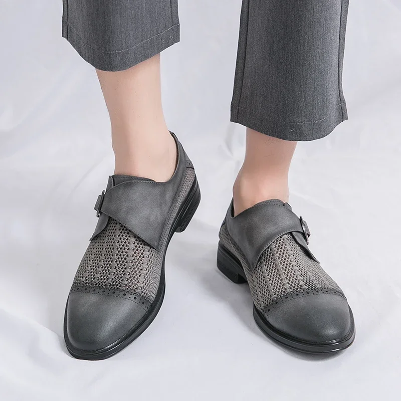 Fashion Punching Leather Shoes Men Loafers Breathable Summer Mens Business Casual Shoes Soft Comfortable Leather Male Footwear