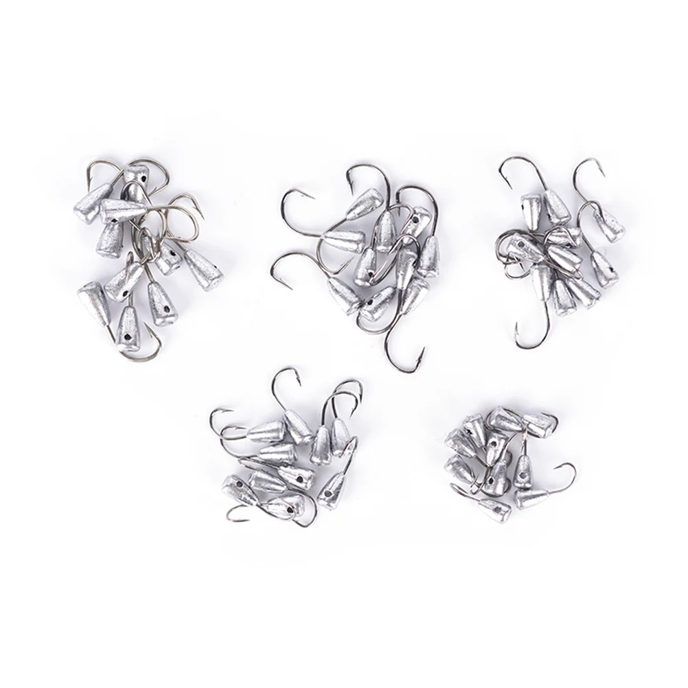 Hot 10/50x Overturned Hook Titanium Tungsten Barbed Fishhook Tin Jig Head Stand Hook
