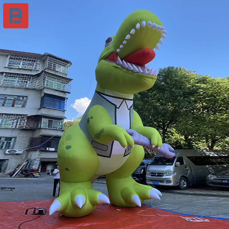 Inflatable green dinosaur model cartoon artificial dress take Spanner Tyrannosaurus rex children's playground embellishment