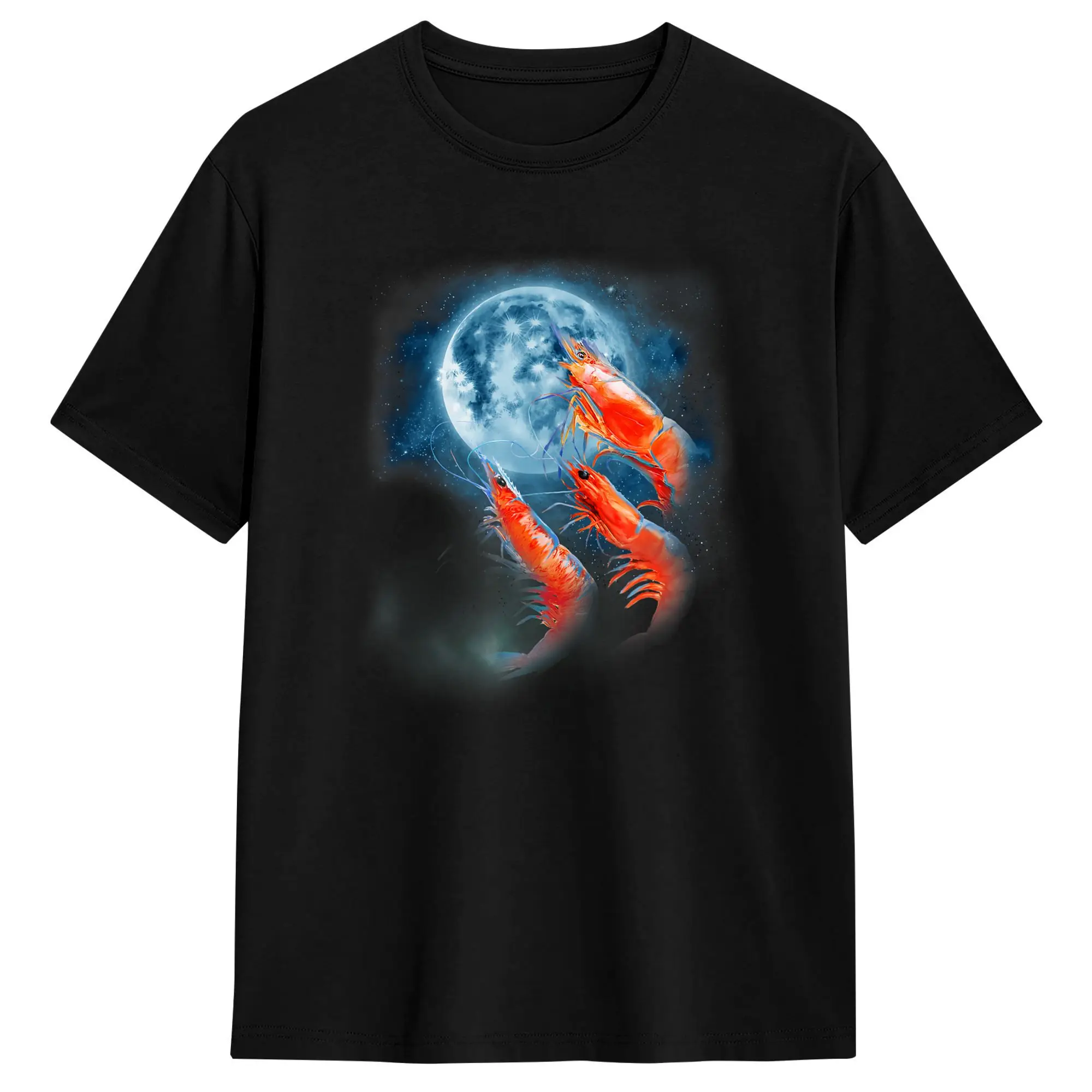 Funny Prawn T-Shirt Men Shrimp Howling at The Moon Street Style T-Shirts Summer Crew Neck Trendy Cool Tee Shirt Oversized Tops