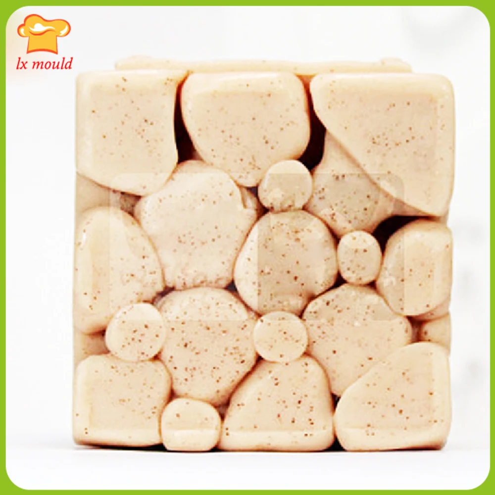 

3D Superimposed Flat Stone Soap Silicone Mold Creative Stone Geometric Candle Chocolate Fondant Cake Baking Mould