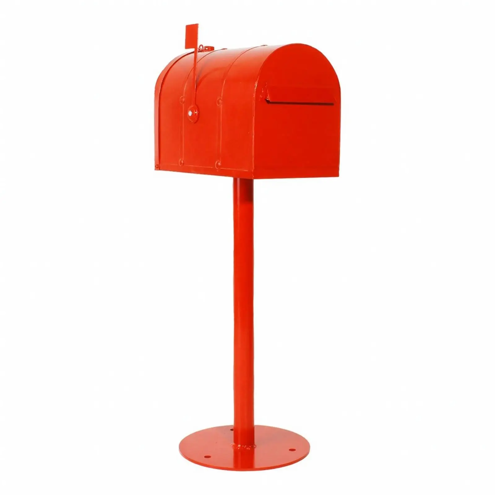 Outdoor Freestanding Decorative Mailbox Iron Post Box Classic Red Letter Holder Stable Stand for Porch Patio and Path