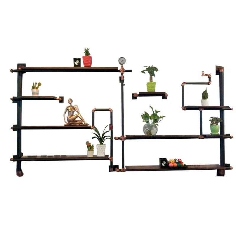 

Industrial style wall shelf creative bookshelf wrought iron retro bar cafe decorative wall wall rack
