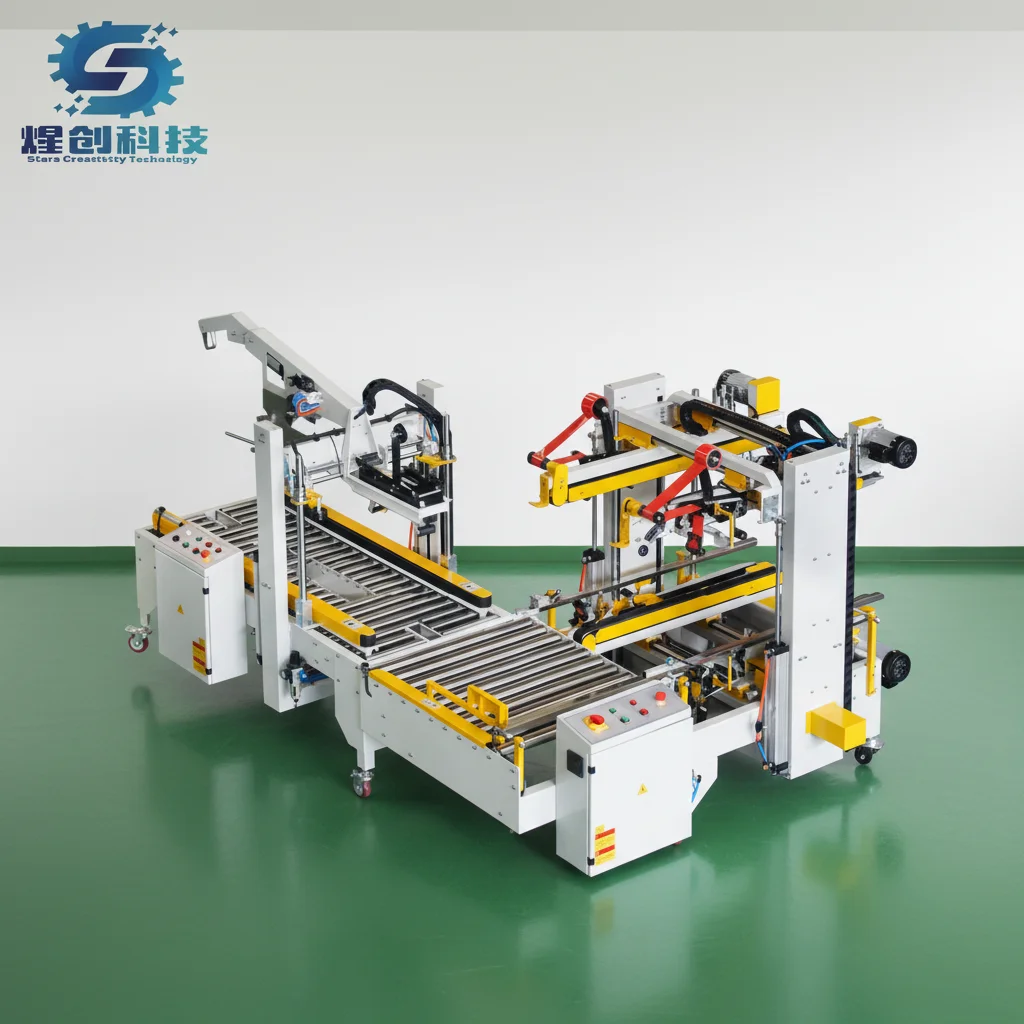 Fully Automatic Random/Self-Adjust Carton Case/Boxes Four Corner/Edge Sealer Sealing Taping Machine for Different Carton Size