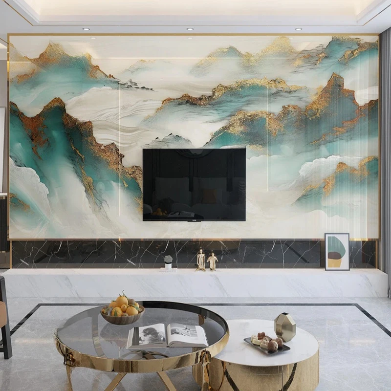 

Blue Abstract Landscape Wall Mural Custom Photo Wallpaper Oil Painting Style Artistic Wall Decor Living Room Bedroom Backdrop