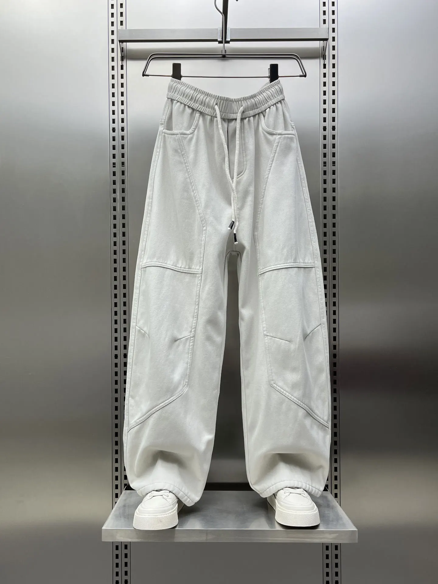 

Men's Fce Lined Casual Pants Autumn Winter Loose Wide Leg Straight Cut Sports Long Trousers Comfortable Casual Trousers