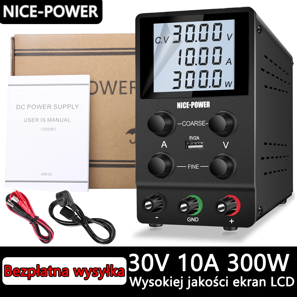 NICE-POWER 30V 10A Laboratory DC Power Supply Adjustable Switching Regulated High Precision LCD Display Voltage Regulator