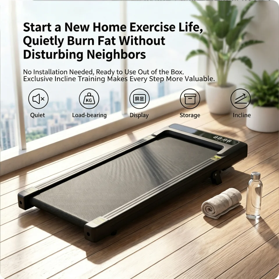 Ultra-Thin Electric Portable Treadmill with LED Screen for Home Use