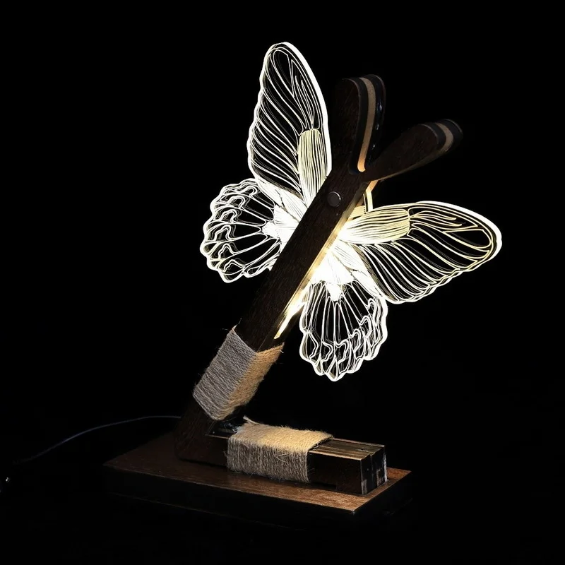 Cute Butterfly 9 Led Night Light Home Room Desk Decor 3d Usb Charging Night Lights Us Plug Modern Abstract Light Decor