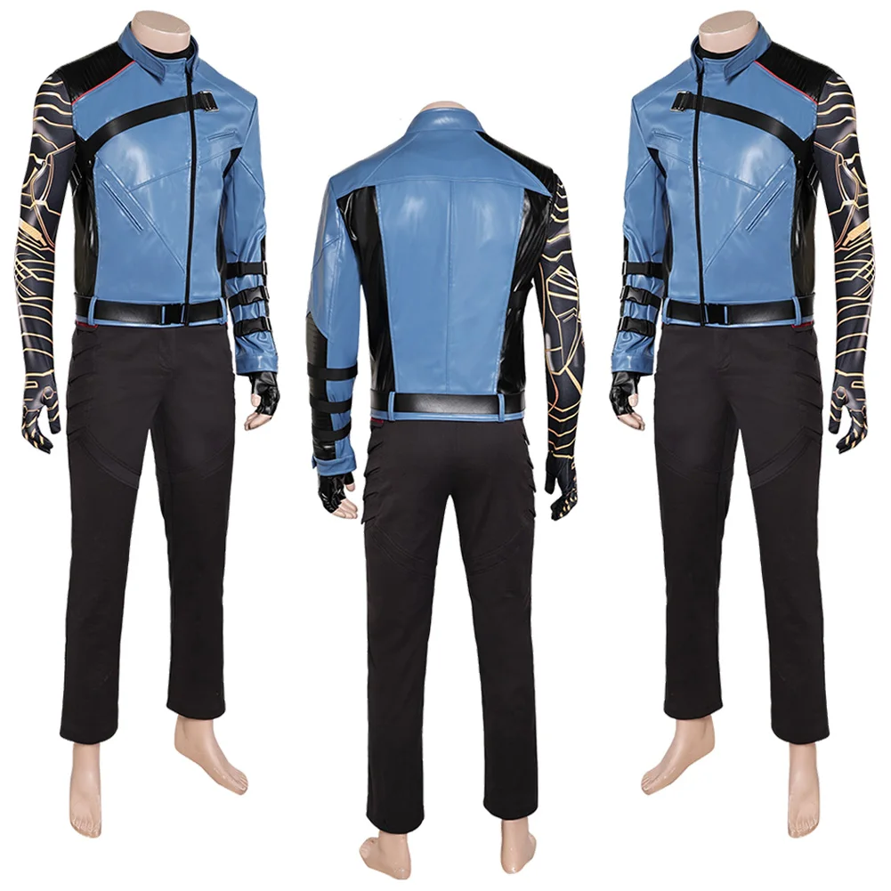 Bucky Barnes Cosplay Blue Jacket Costume Suit Movie Bolts of Thunder Roleplay Outfits Men Disguise Halloween Carnival Party