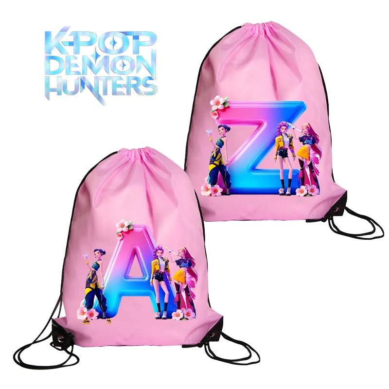 

K Pop Demon Hunters Girl Сумка на шнурке Спортивный водонепроницаемый рюкзак Комплект карманов Териленовые баскетбольные сумки Мультяшный подарок на день рождения
