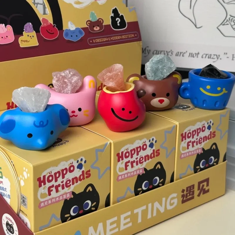 

Натуральная глухая коробка с кристаллами Hoppofriends Lucky Crystal, милое украшение для рабочего стола, модный подарок для девочек, подарки на день рождения для девочек, клей
