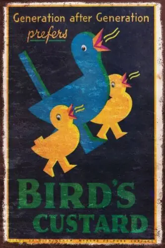 Fun Bird's Custard Generations Vintage Advert, Aged Look New Metal Sign