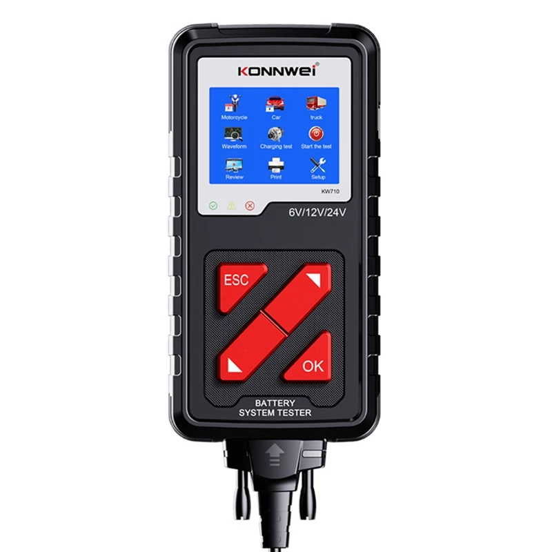 

KONNWEI KW710 6-36V Car Battery Tester 100-2000CCA Battery Load Tester 3.2Inch Screen Cranking And Charging System Tester