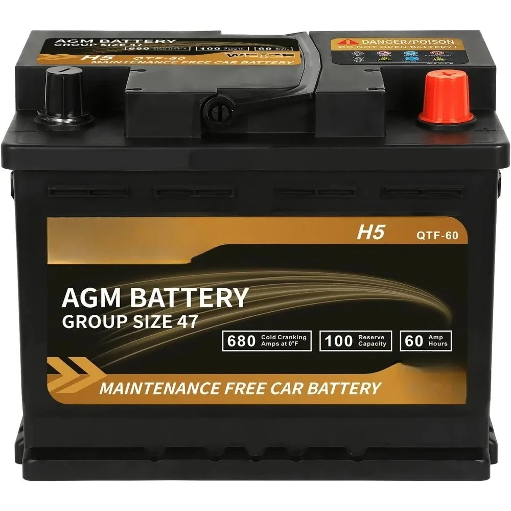 بطارية السيارات البلاتينية AGM BCI Group 47 H5 12V 60Ah 680CCA 100RC #1