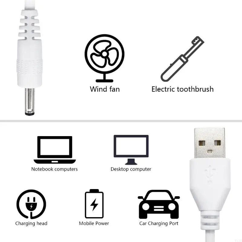 Многочисленная USB до 3,5x1,35/5,5x2,1 мм зарядная зарядная адаптер Адаптер Адаптер Кабельный провод для настольной лампы