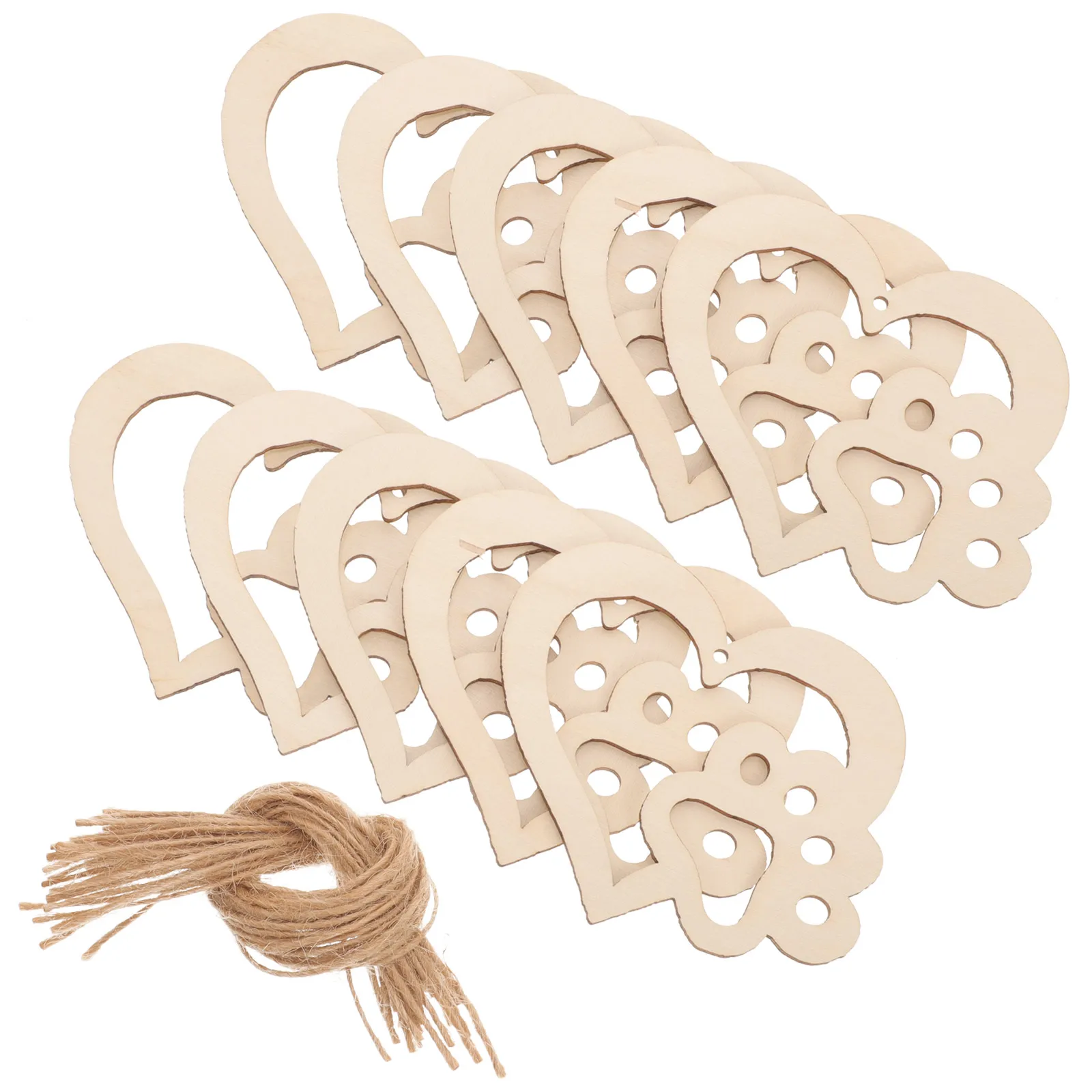 

30 Pcs Dog Paw Heart Slices Unfinished Wood Pieces Blank DIY Supplies Decor Valentine Party Hanging Ornament Sewing Accessories