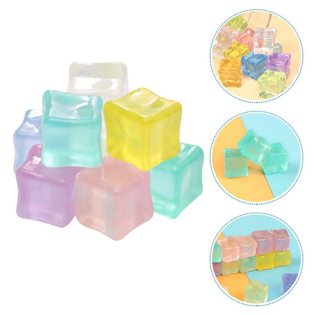 

40 pcs Luminous Ice Cubes Cylindrical Resin Simulation Fake Decorative Wedding Photo Props Craft Supplies