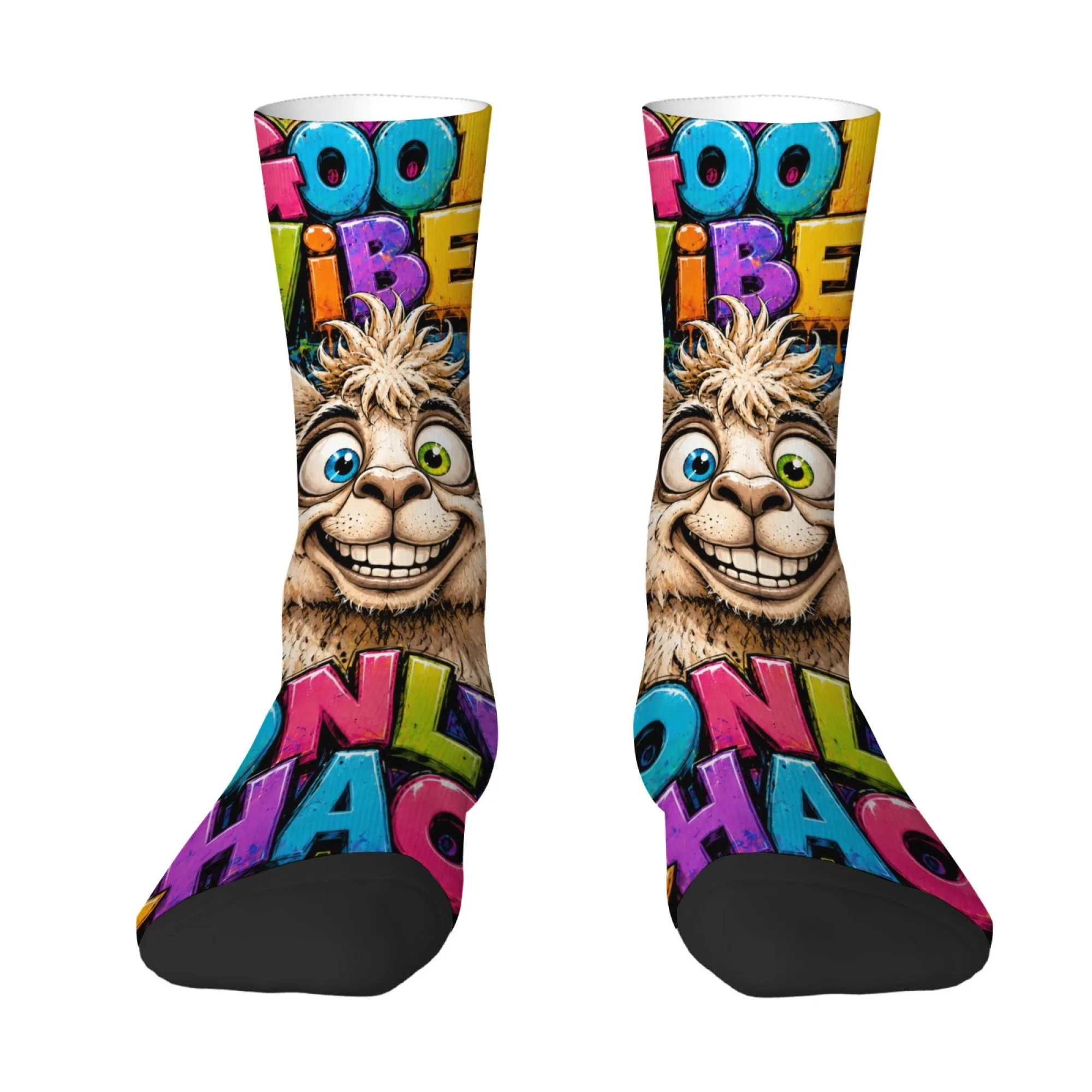 Cartoon Fun Alpaca Print Men's Socks Non-slip Breathable Skin-friendly Socks Hip-hop Harajuku Quirky Sports Skateboarding Socks