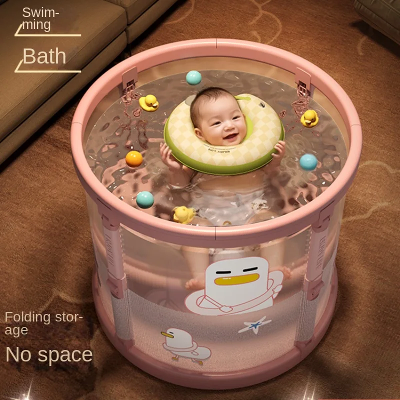 Baby Swimming Bucket Household Folding Baby Swimming Pool Newborn Indoor Transparent Swimming Bucket Children Bath Pool