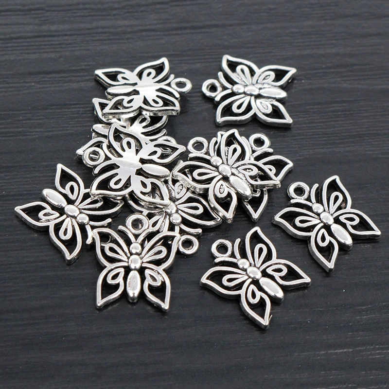 14x12mm 30pcs Antique Bronze and Antique Silver Plated Butterfly Handmade Charms Pendant:DIY for bracelet necklace