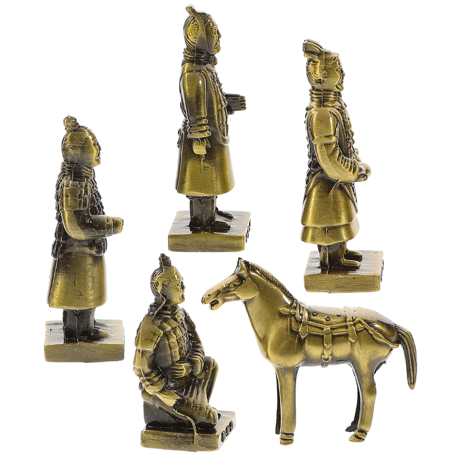 1 set 1 Set Alloy Terracotta Warriors Vintage Metal Desktop Ornament For Home Office Decor Small Indoor Tabletop Decoration