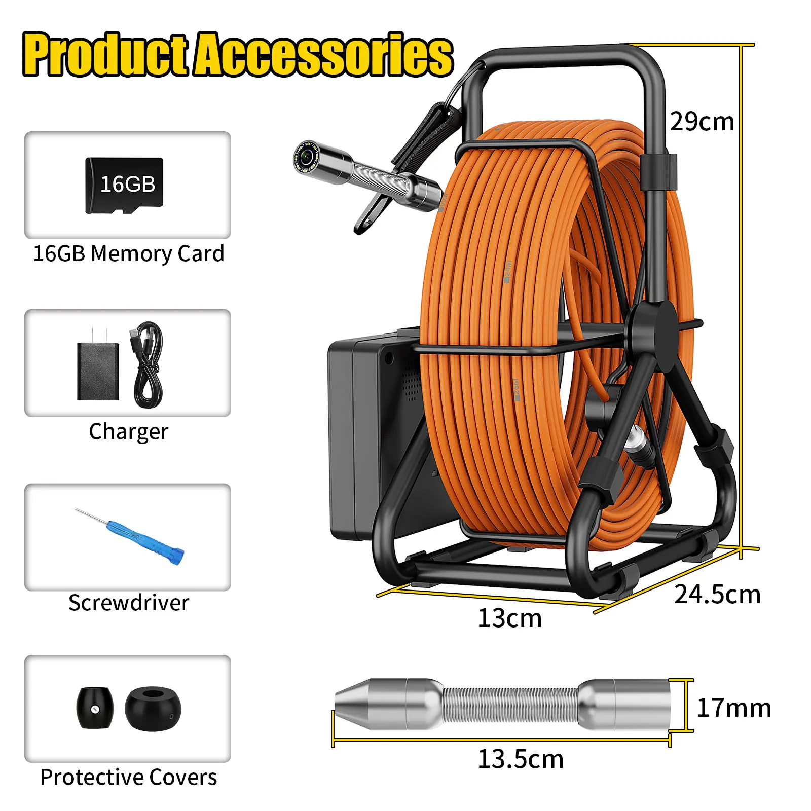 Endoskop Industri Saluran Pembuangan 4.3 Inci 10M/20M/30M 720P Kamera Pipa Saluran Pembuangan IP68 Baterai 8500MAH untuk Inspeksi Pipa Saluran Pembuangan
