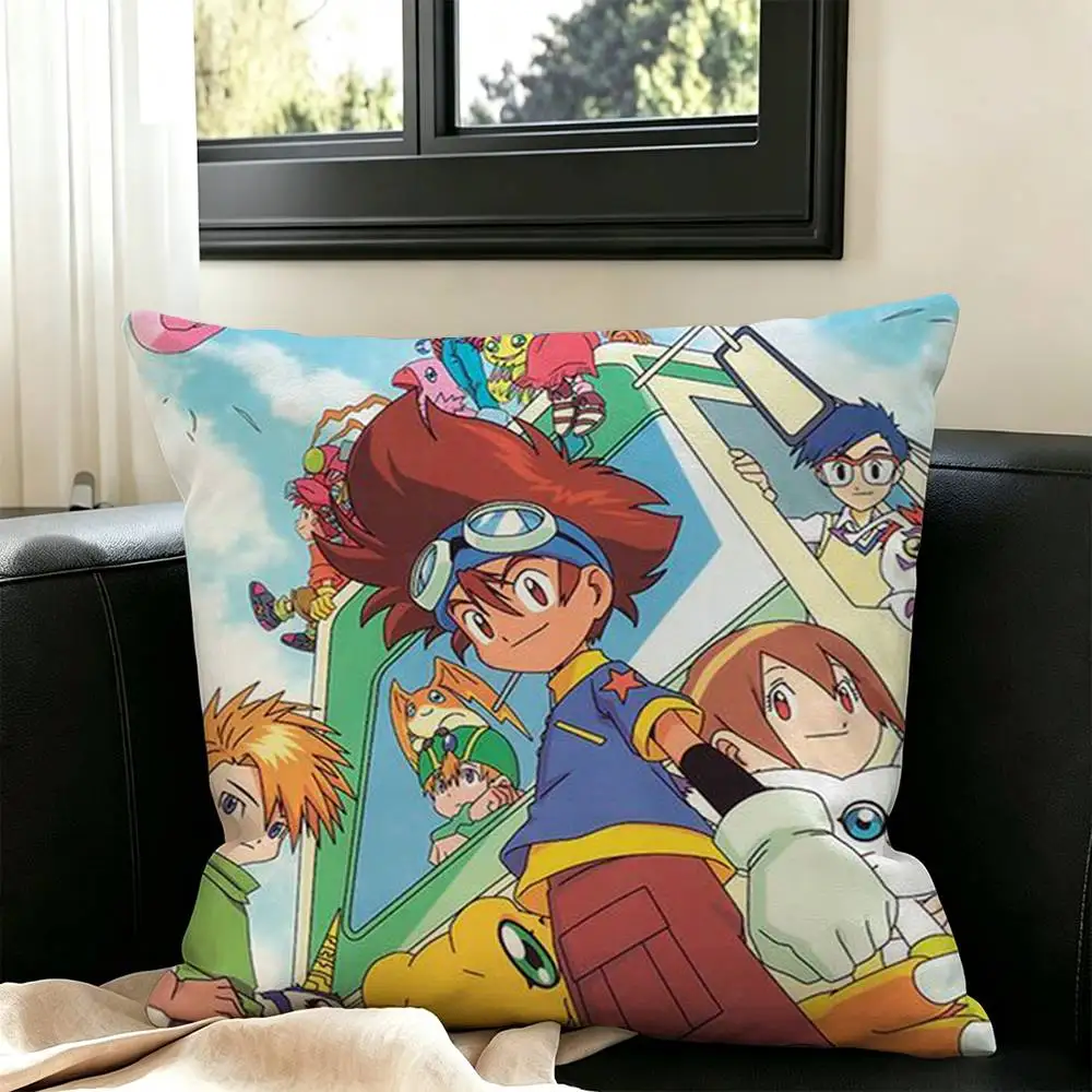 D-Digimon Story T-Time Stranger  Pillow Case Square Double-Sided Sofa Cushion Cover Bedroom Bedside Pillow
